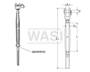 Zatežač zatvoreni  A4 M10 za sajlu 5 mm